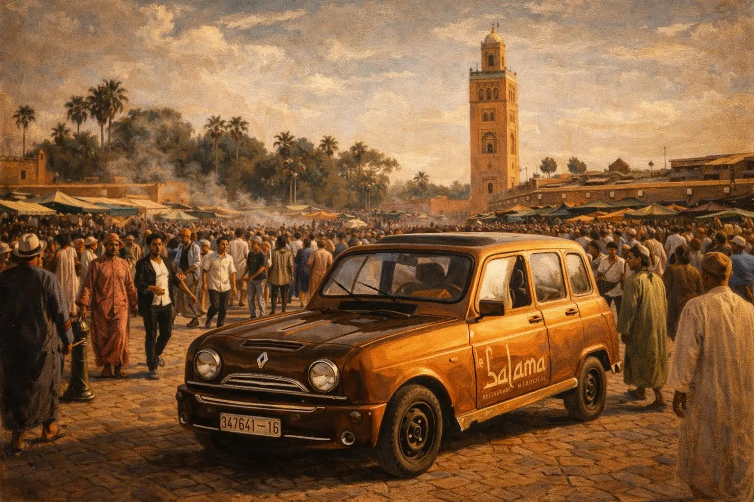 Rooftop restaurant at Le Salama Marrakech with views toward the El Fenn area