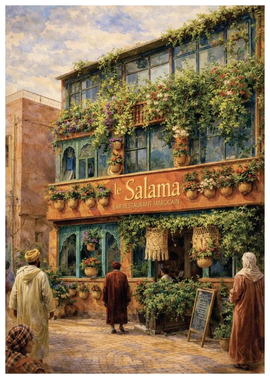 Rooftop sunset at Le Salama